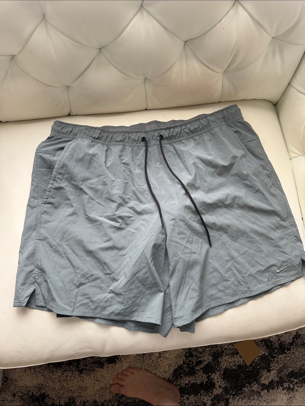 Nike Light Gray Men's Athletic Shorts with Drawstring